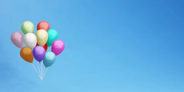 Representación 3D. Un conjunto de globos voladores de colores para fiestas y celebraciones. —  Fotos de Stock