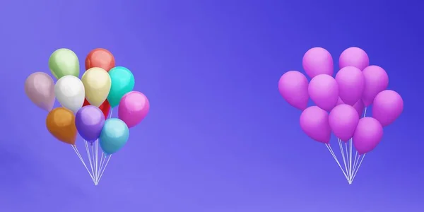 3D rendering. A set of flying colorful balloons for parties and celebrations. — Stock Photo, Image