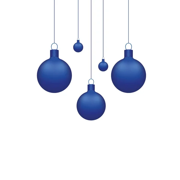 Bolas de Navidad, color azul. Sobre fondo blanco. — Archivo Imágenes Vectoriales