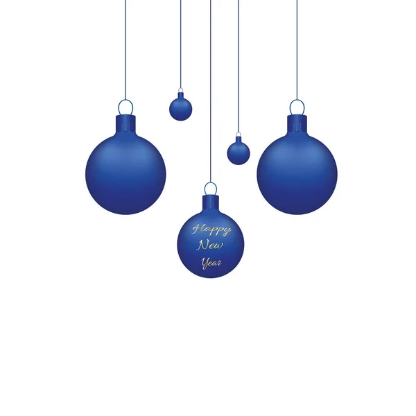 Christmas balls, blue color. On white background. — Stock Vector