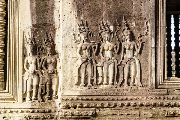 Καμπότζη Επαρχία Siem Reap Ένα Γλυπτό Του Devata Στο Angkor — Φωτογραφία Αρχείου