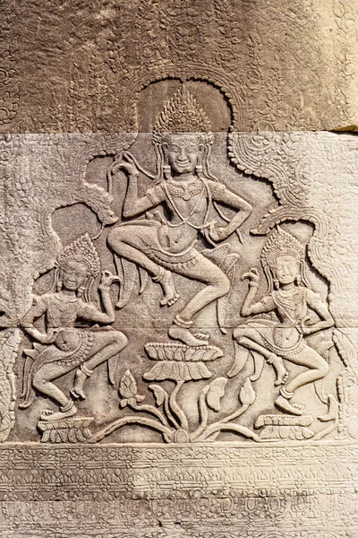 Camboya Siem Reap Parque Arqueológico Angkor Bajorrelieve Del Bailarín Aspara —  Fotos de Stock