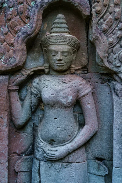 Cambodia Siem Reap Archaeological Park Angkor Bas Relief Sculpture Devata — Stock Photo, Image