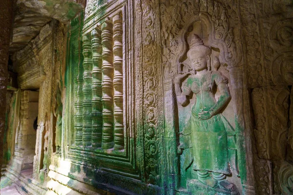 Καμπότζη Siem Reap Αρχαιολογικό Πάρκο Του Άνγκορ Ένα Ανάγλυφο Γλυπτό — Φωτογραφία Αρχείου