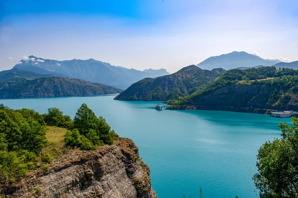 Francia Hautes Alpes Lago Serre Poncon Lago Serre Ponon Con — Foto Stock