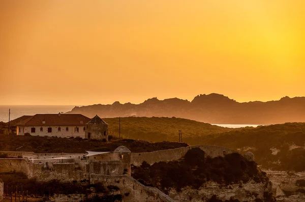 Avrupa Fransa Korsika Corse Sud Bonifacio Kale Surlar Gün Batımında — Stok fotoğraf