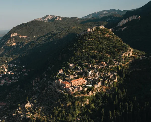 Vue Aérienne Ruines Depuis Ville Mystras — Photo