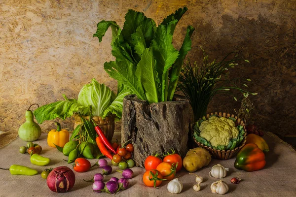 Bodegón Verduras, hierbas y frutas . — Foto de Stock