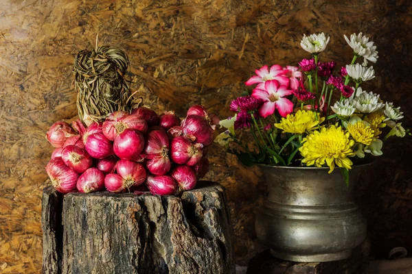 Still Life With Shallots, red onions — Stock Photo, Image
