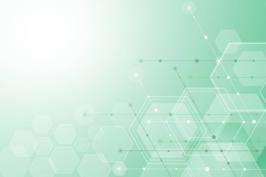 Noktaları ve çizgileri olan geometrik soyut bir arkaplan. Yapı moleküler, teknoloji ve iş, iletişim. Bilimsel ve Tıbbi, bilim illüstrasyon geçmişi.