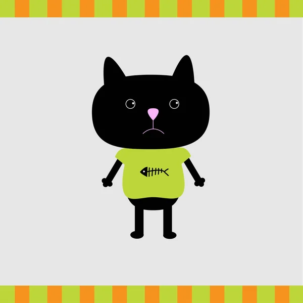 Kara kedi çocuk kart — Stok Vektör