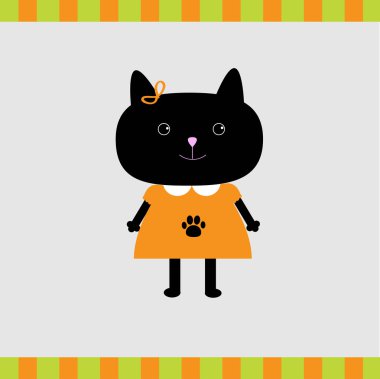 çizgi film siyah kedi kız kartı