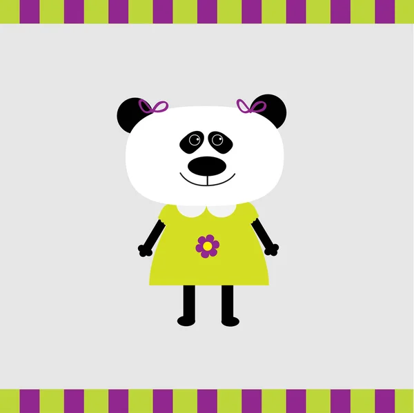 Carte fille panda dessin animé — Image vectorielle