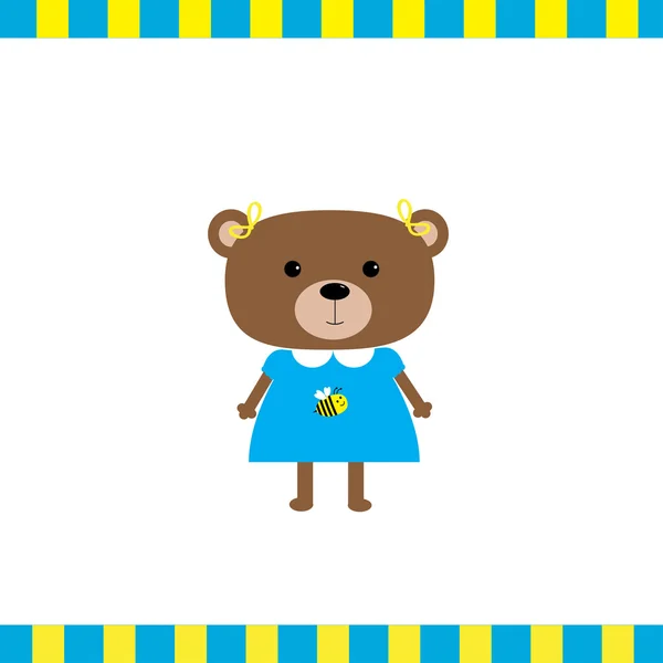 Cartão de menina urso desenhos animados — Vetor de Stock