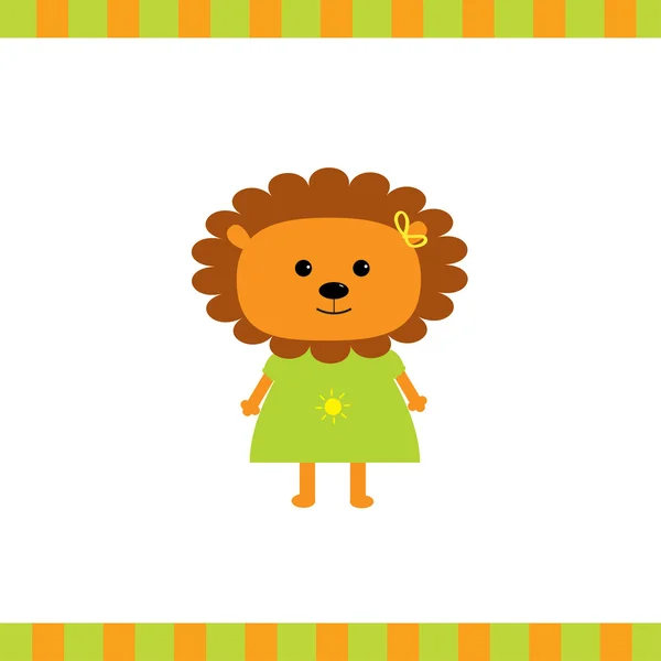 Desenhos animados leão menina cartão — Vetor de Stock