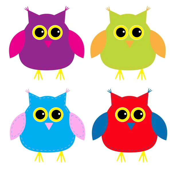Set of cute cartoon owls — Stock Vector