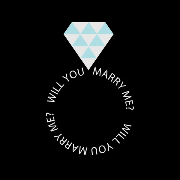 Wedding ring met diamant. voorstel kaart — Stockvector