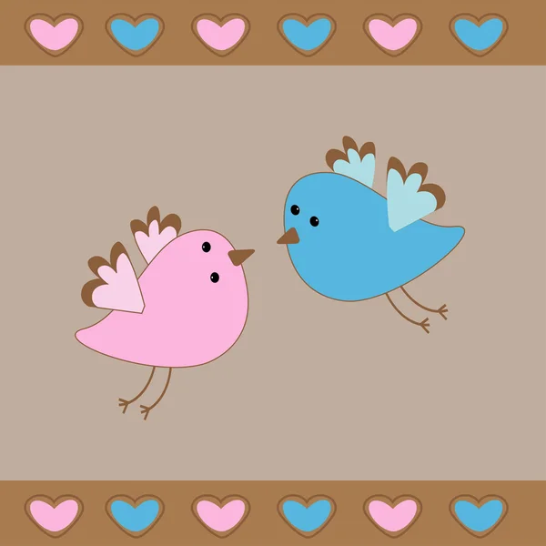 Lindas aves amor tarjeta . — Vector de stock