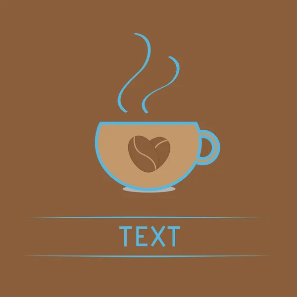 Teacup avec des graines de café coeur. Carte d'amour — Image vectorielle