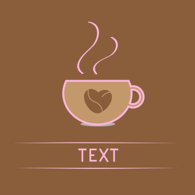 fincan kahve çekirdeği kalp ile. aşk kartı