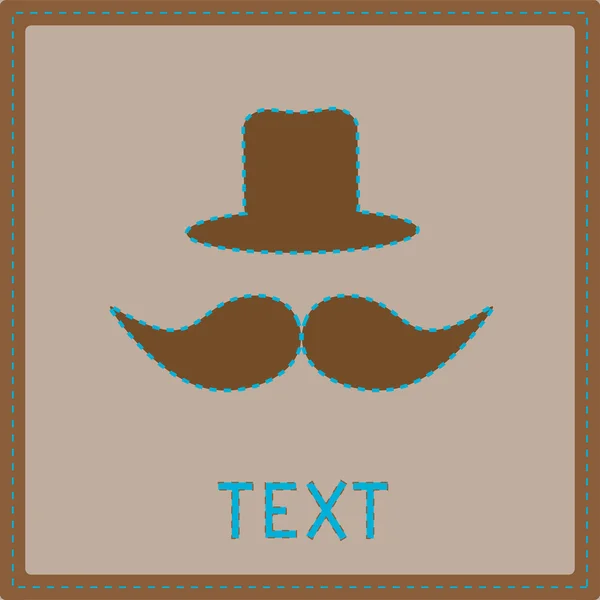 Karte mit Schnurrbart und Hut. — Stockvektor