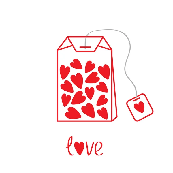 Teabag com corações. Cartão de amor —  Vetores de Stock