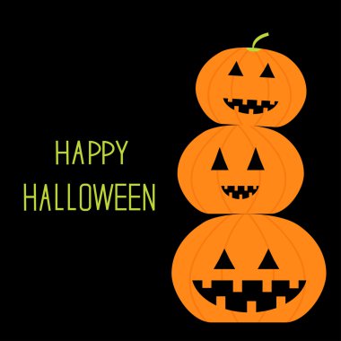 Üç komik balkabağı. Cadılar Bayramı kartı.