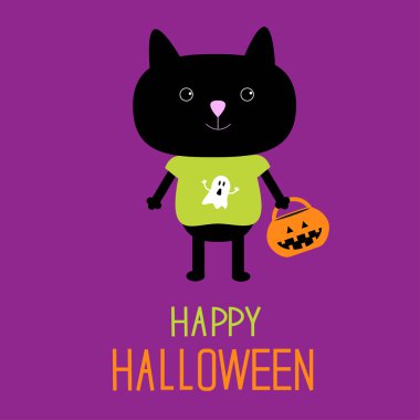 siyah kedi ile halloween trick veya kabak kova tedavi