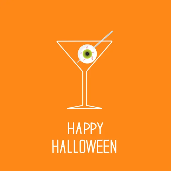 Martini kadehi ile göz küresi. Cadılar Bayramı kartı.