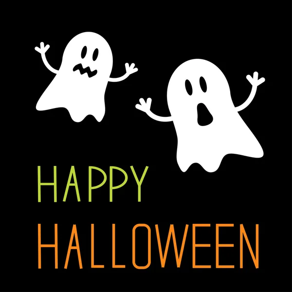 Two funny Halloween ghosts. Card. — Stock Vector