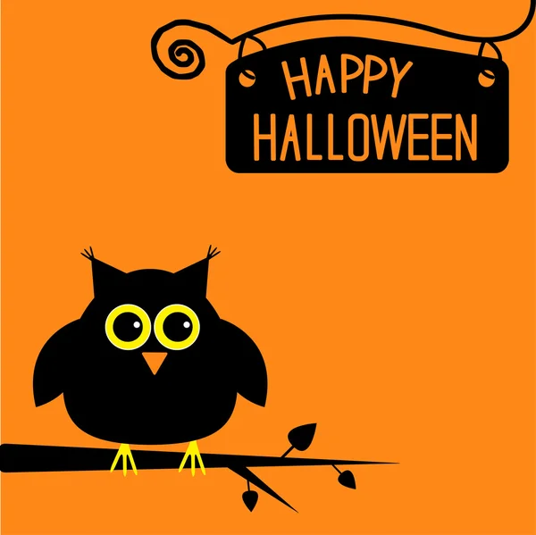 Feliz Halloween linda tarjeta de búho . — Vector de stock