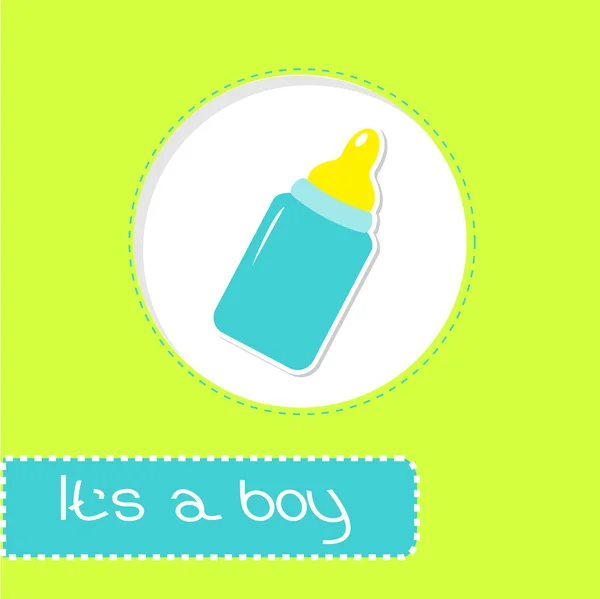 Baby boy bottle. Shower card — Stock Vector