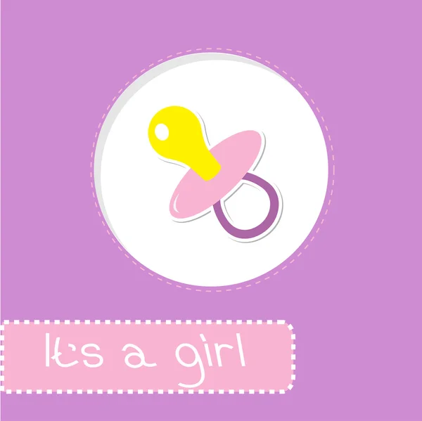 Baby girl pacifier. Shower card — Stock Vector