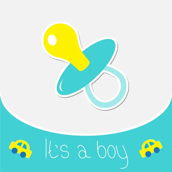 Blue pacifier. Baby boy shower card — Stock Vector