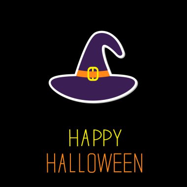 Menekşe cadı şapkası. Mutlu Cadılar Bayramı kartı.