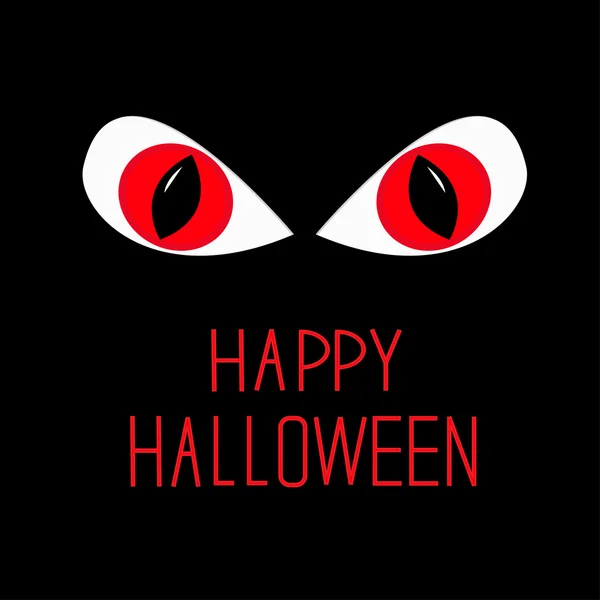 Evil Red eyes in dark night. Happy Halloween card. — Stock Vector