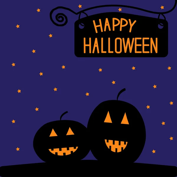Happy Halloween pumpkin card. Starry night. — Stock Vector