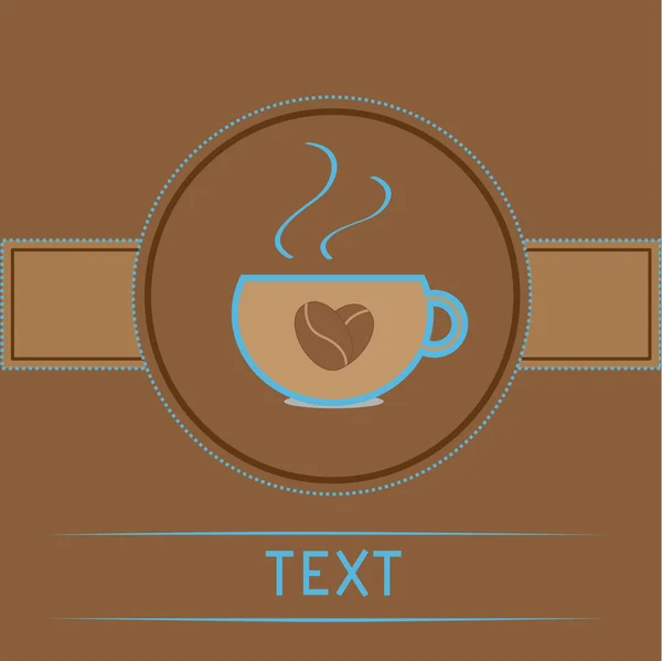 Tasse mit Kaffeesamen Herz vorhanden. Liebeskarte — Stockvektor