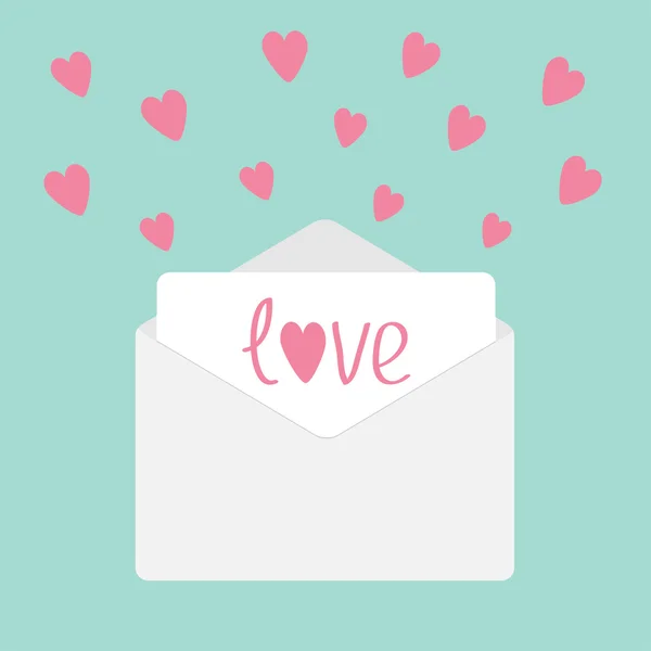 Umschlag mit Herzen. Liebeskarte. — Stockvektor