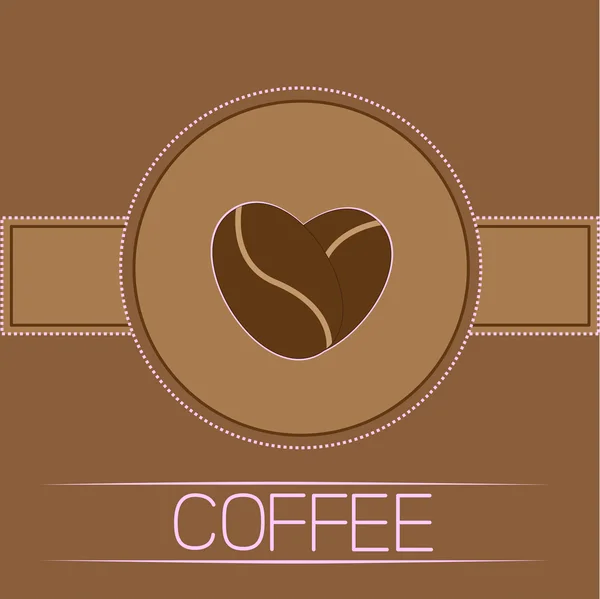 Corazón de granos de café. Texto rosa. Tarjeta . — Vector de stock