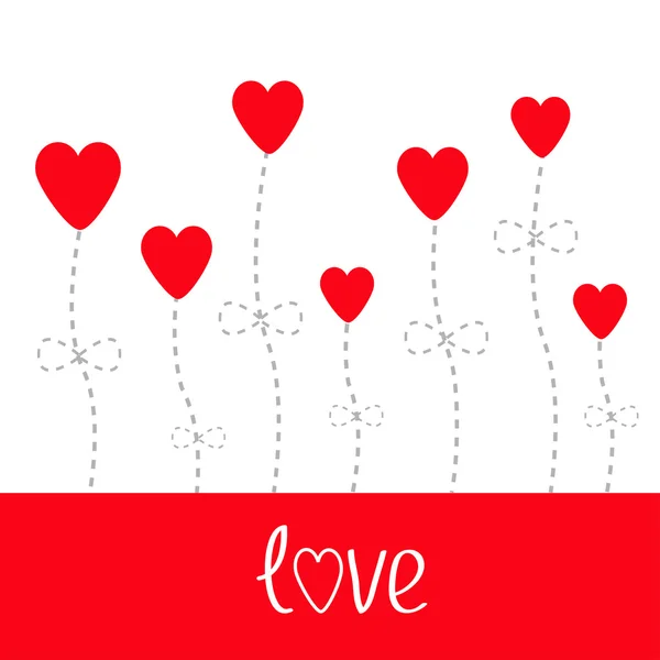 Tarjeta de amor vectorial. Flores de corazón. Blanco y rojo . — Archivo Imágenes Vectoriales