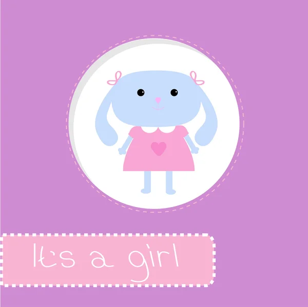 Babyduschkarte mit Häschen. Es ist ein Mädchen — Stockvektor