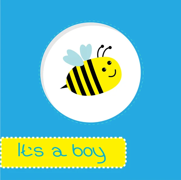 Cartão de banho de bebê com abelha. É um rapaz. — Vetor de Stock
