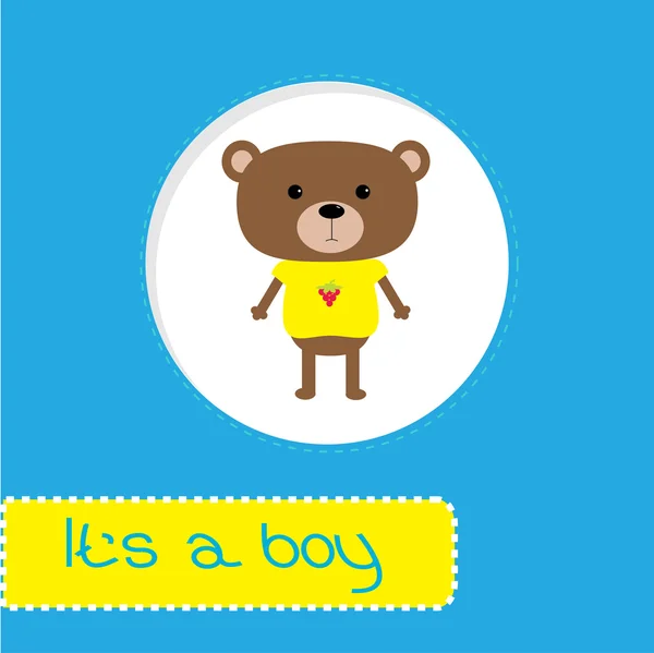 Babyduschkarte mit Bär. Es ist ein Junge — Stockvektor