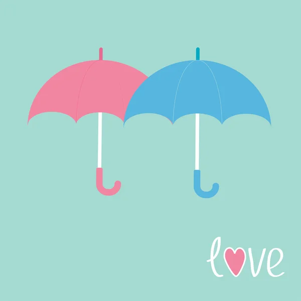 Pink and blue umbrellas. — Stock Vector