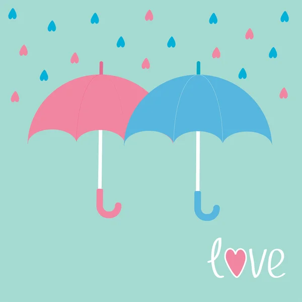 Pink and blue umbrellas. — Stock Vector