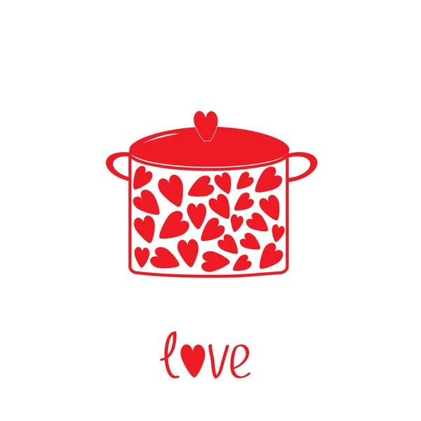 Pot with hearts. Love card. — Stock Vector