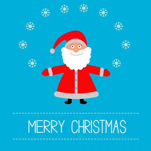 Caricature Père Noël et flocons de neige . — Image vectorielle