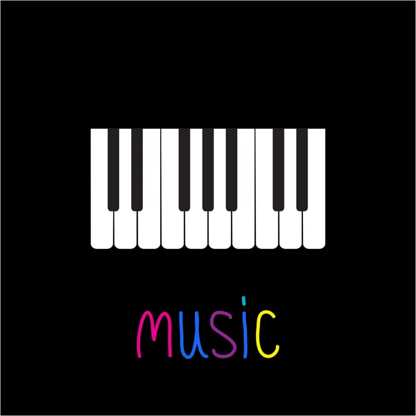 Piano toetsen met woord muziek. — Stockvector