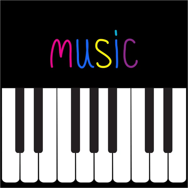 Piano Keys and colorful word Music. — Stock Vector